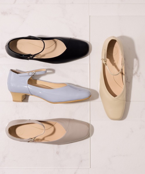 HIMIKO ベージュ アンクルストラップ パンプス HIMIKO パンプス 「Made in Japan」「卑弥呼」「撥水」3.5cmヒール