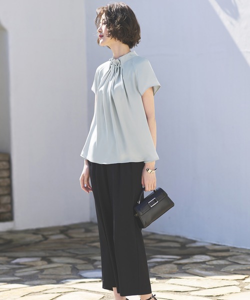 [RUIRUE BOUTIQUE] короткий рукав блуза S зеленый женский 