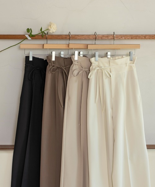 hinari パンツ ハイウエストリボンパンツ レディース : ZOZOTOWN