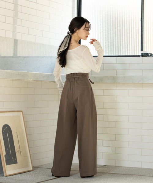 hinari パンツ ハイウエストリボンパンツ レディース : ZOZOTOWN