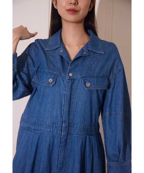 pharfaite デニム柄ワンピーススウィムウェア ≪通常販売≫classical stripe bicolor onepiece（クラシカル