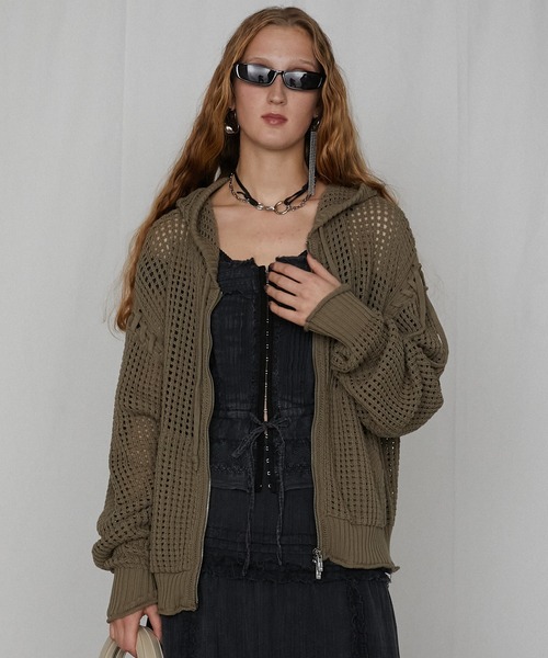 パーカー メッシュニットフーディ / Mesh Knit Hoodie レディース