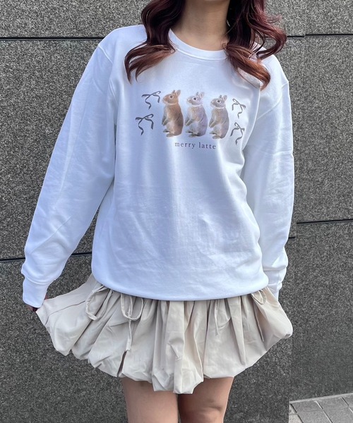 トレーナー スウェット 「軽量」うさぎデザイントレーナー スウェット