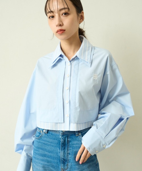 ブラウス シャツ Sustainableレイヤードクロップドシャツ レディース