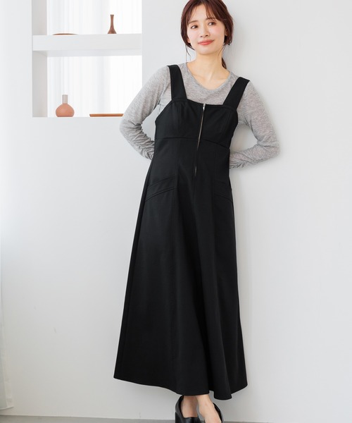 mysty woman ジャンパースカート フロントZIPジャンスカ 320253
