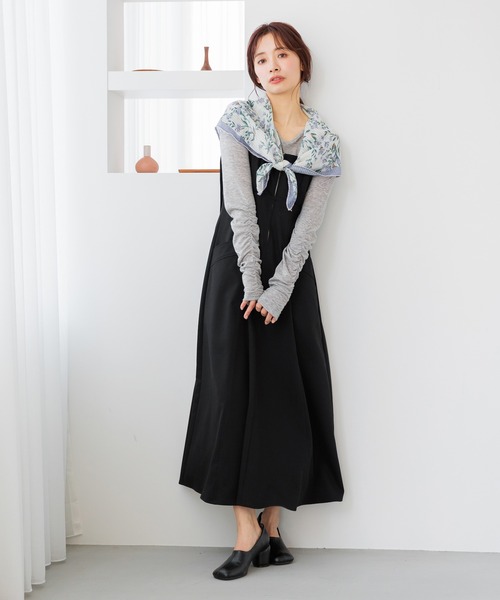 ジャンパースカート mysty woman ジャンパースカート フロントZIPジャンスカ 320253