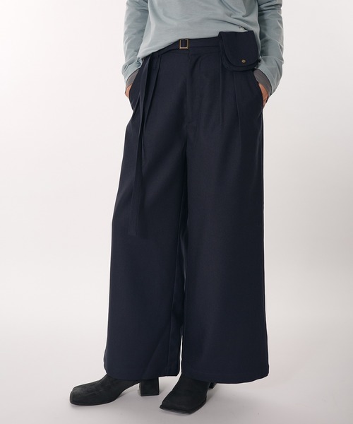 MUHET（ミュエータ） ワイドパンツ スラックス パンツ belted wide