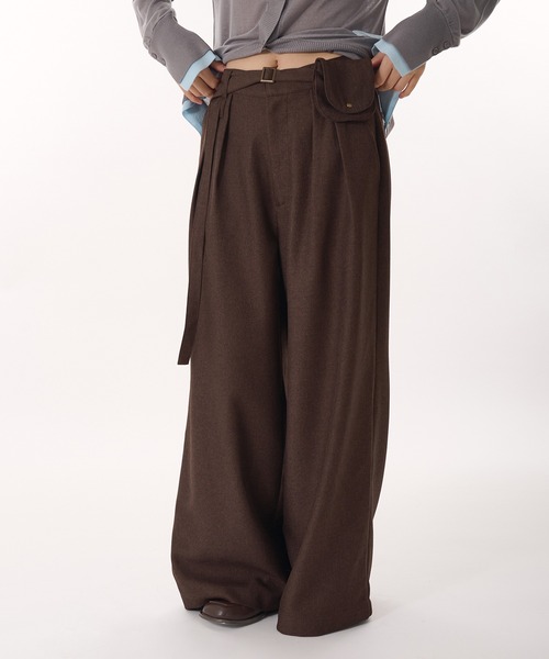 MUHET（ミュエータ） ワイドパンツ スラックス パンツ belted wide