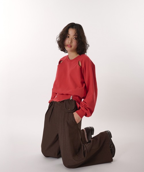 MUHET（ミュエータ） ワイドパンツ スラックス パンツ belted wide
