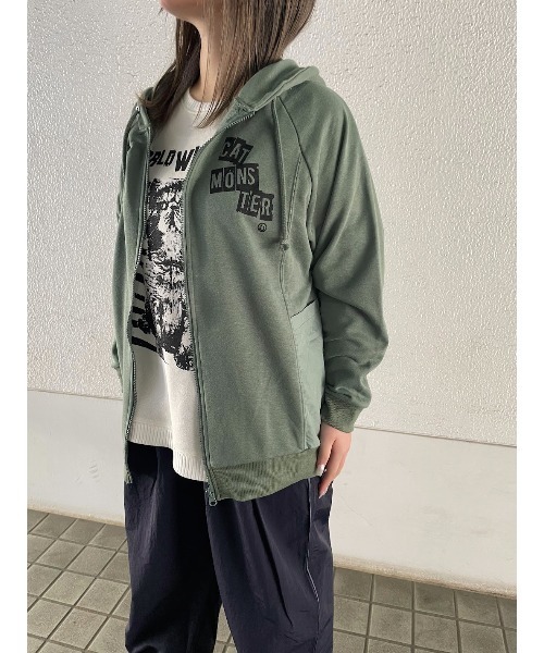 WORLD WIDE LOVE! パーカー 布帛切り替えパーカー レディース