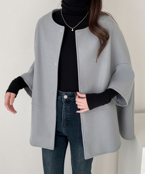 「ABITOKYO」 ポンチョ M チャコールグレー レディース_画像9