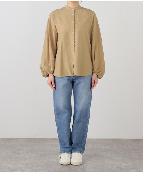 極美品　FRAMeWORK 1.8万　コットン　ゆったり　ブラウス　ブルー FRAMeWORK ブラウス シャツ コットンシルクブラウス レディース