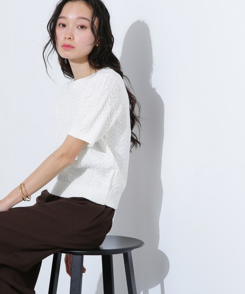 N.Natural Beauty Basic ニット セーター ミニケーブル半袖