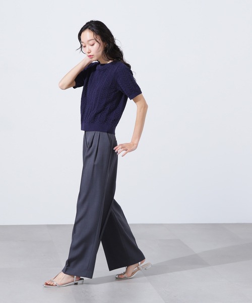 ニット セーター 「手洗い可能」ベーシック半袖ニット レディース N.Natural Beauty Basic ニット セーター ミニケーブル半袖