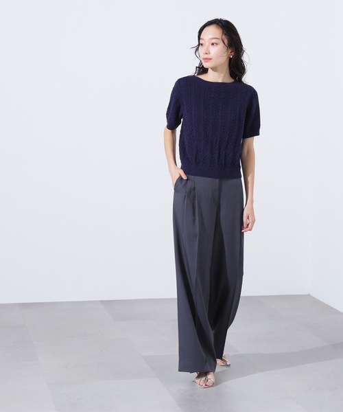 ニット セーター ミニケーブル半袖ニット レディース N.Natural Beauty Basic ニット セーター ミニケーブル半袖