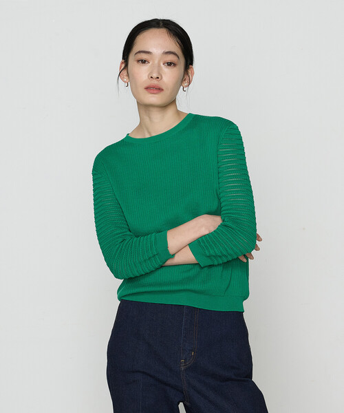 美品ワック　ロゴニットセーター　グリーン　高伸縮快適　スポーツ対応軽量素材希少色 K.T KIYOKO TAKASE（K.T キヨコ タカセ） ニット セーター コットン