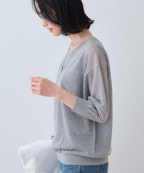 ニット セーター 「洗える／シアーラメ」レイヤード風ニット レディース INDIVI ニット セーター 「洗える／シアーラメ」レイヤード風