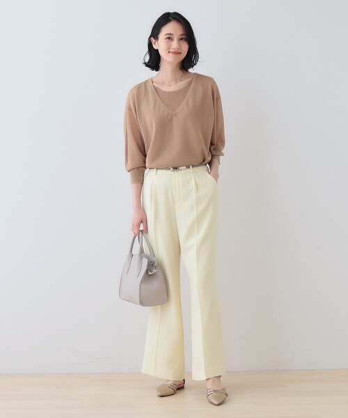 ニット セーター 「洗える／シアーラメ」レイヤード風ニット レディース INDIVI ニット セーター 「洗える／シアーラメ」レイヤード風