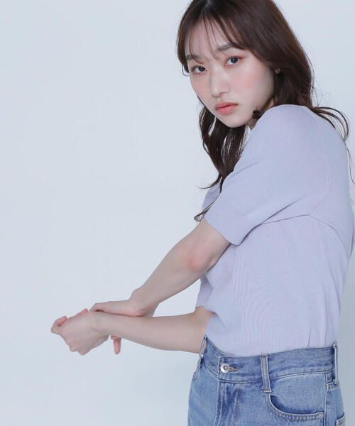 ニット セーター シアー切替リブニット レディース NATURAL BEAUTY BASIC ニット セーター シアー切替リブニット