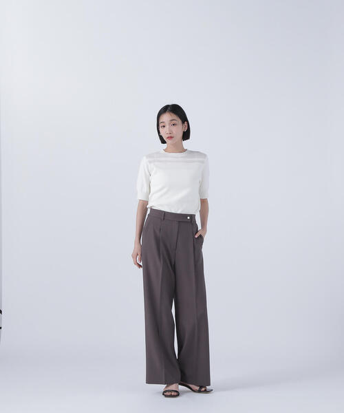 ニット セーター シアー切替リブニット レディース NATURAL BEAUTY BASIC ニット セーター シアー切替リブニット