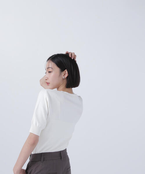NATURAL BEAUTY BASIC ニット セーター シアー切替リブニット