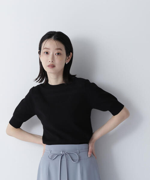 ニット セーター シアー切替リブニット レディース NATURAL BEAUTY BASIC ニット セーター シアー切替リブニット