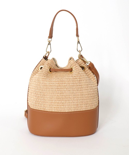 andrea cardone ショルダーバッグ バッグ ラフィア2wayハンドルバッグ