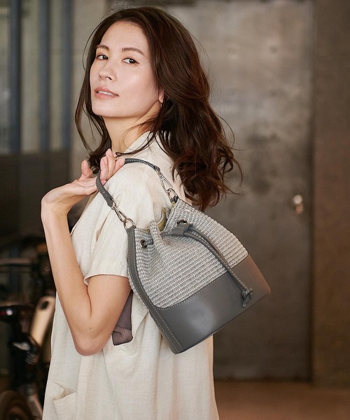 andrea cardone ショルダーバッグ バッグ ラフィア2wayハンドルバッグ
