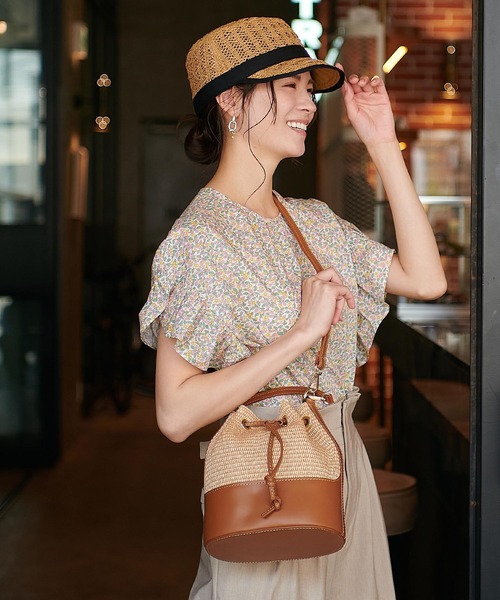 andrea cardone ショルダーバッグ バッグ ラフィア2wayハンドルバッグ