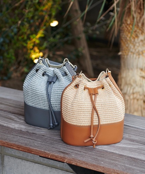 andrea cardone ショルダーバッグ バッグ ラフィア2wayハンドルバッグ