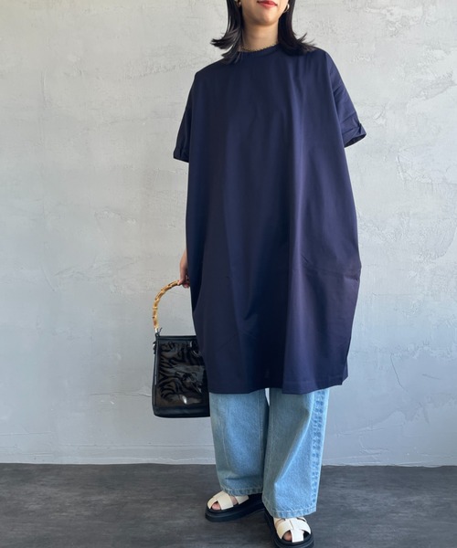 24SS✨mizuiroind ロールスリーブワイドシルエットワンピース 近年 mizuiroind ワンピース 「mizuiro ind/ミズイロインド」 ロール