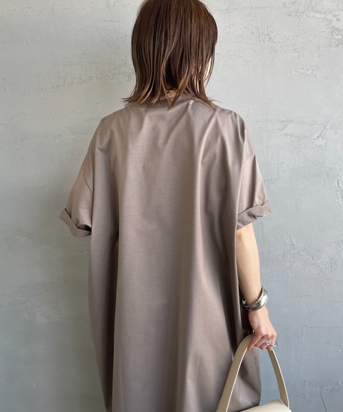【mizuiroind】 ロールスリーブ ワイドワンピース mizuiroind ワンピース 「mizuiro ind/ミズイロインド」 ロール