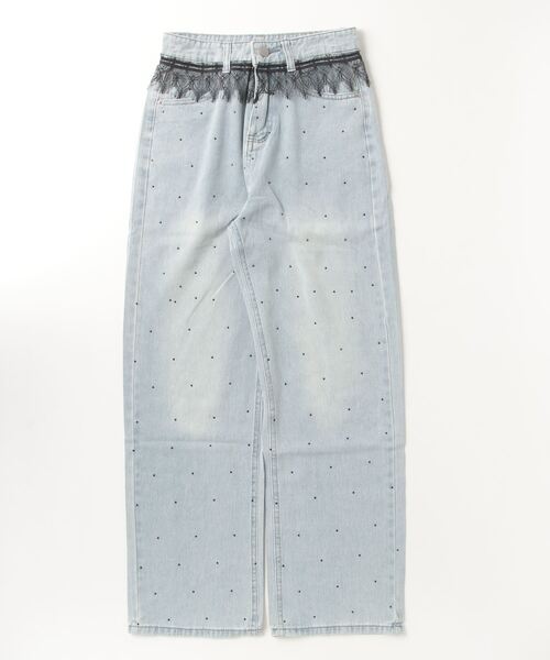 レースデニムパンツ セール】【2025SS】ダメージレースデニムパンツ（デニムパンツ