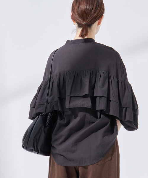 journal standard L'essage ブラウス シャツ オーガンジーフリル