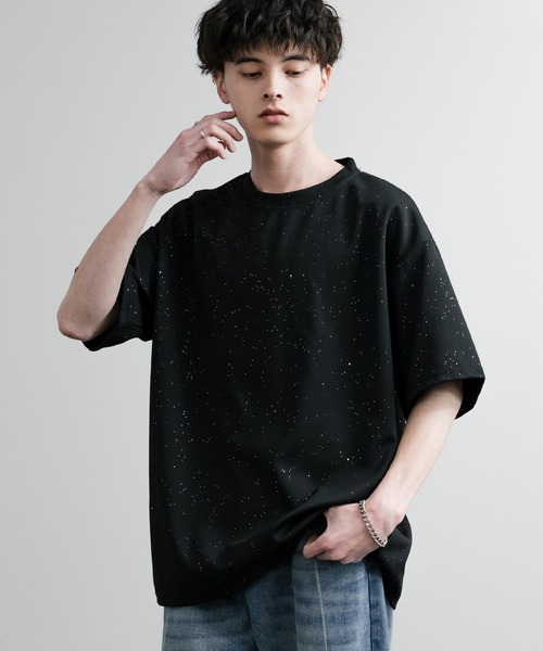 Rocky Monroe tシャツ オーバーサイズ銀箔スプラッシュルーズ
