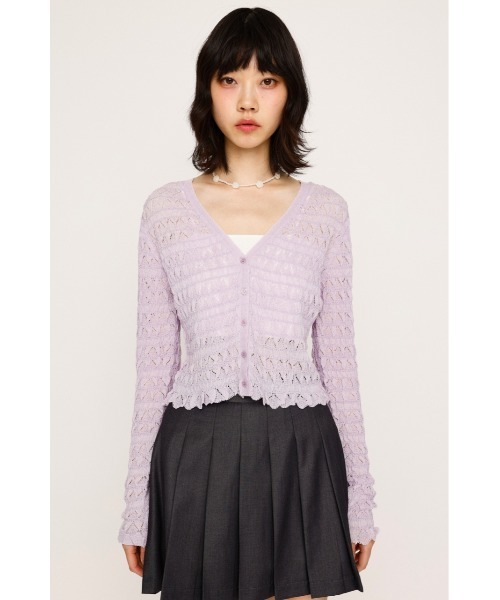SLY カーディガン V/N SHIRRING KNIT C/D ブイネック