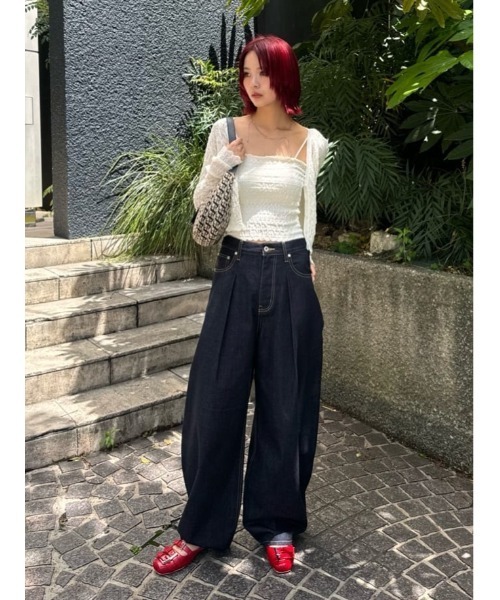 SLY カーディガン V/N SHIRRING KNIT C/D ブイネック