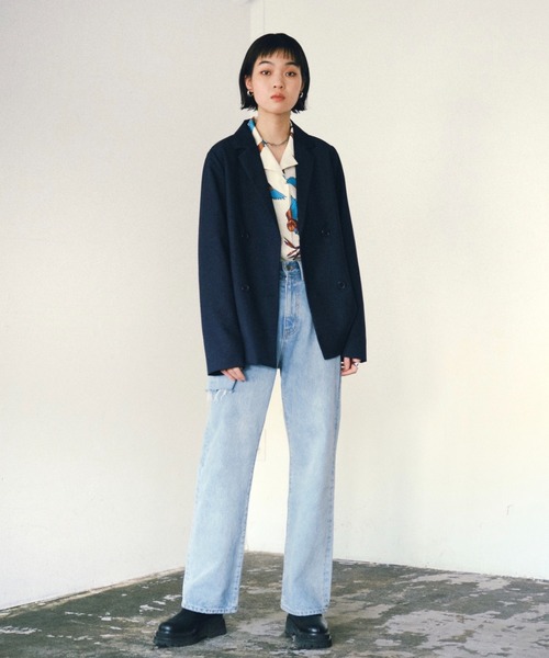 [WHO'S WHO gallery] повреждение обработка Denim брюки MEDIUM sax голубой женский 