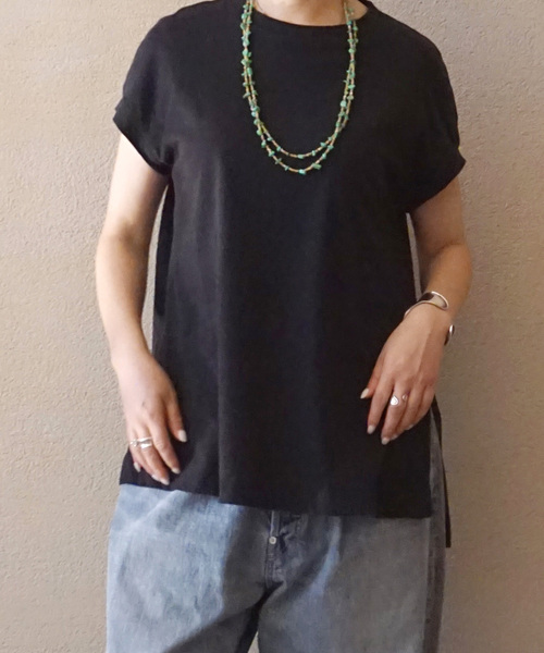 tシャツ オーガニックコットン キャップスリーブプル レディース