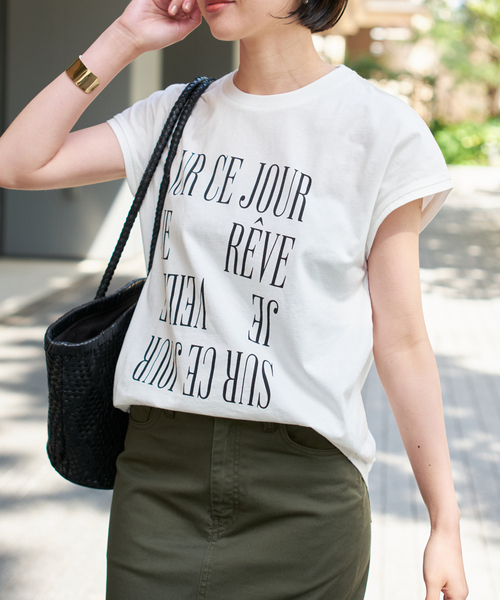 Spick and Span スピックアンドスパン ロゴフレンチTシャツ Spick＆Span tシャツ ロゴフレンチTシャツ2 レディース