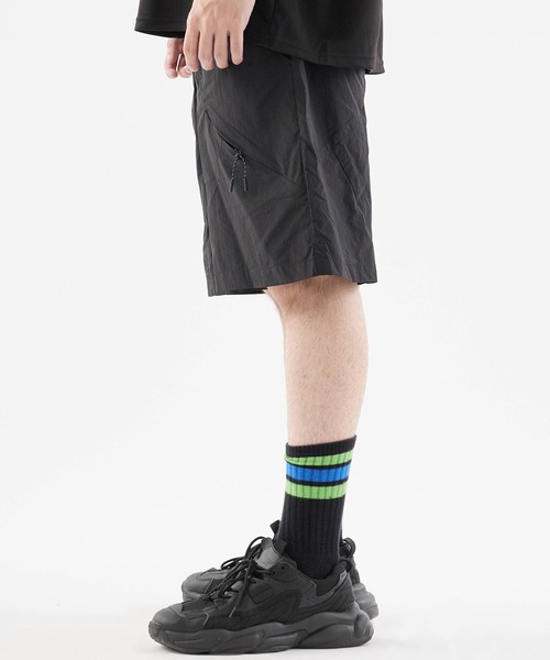 ENDS and MEANS ナイロン ワイド ハーフパンツ Theater code ハーフパンツ ワイドパンツ パンツ Zip pocket half