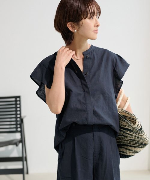 「JOURNAL STANDARD relume」 半袖ブラウス FREE ダークブルー レディース