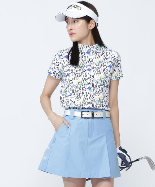 tシャツ 「PEARLY GATES」BALLくんロゴ総柄プリント半袖モックネックカットソー レディース