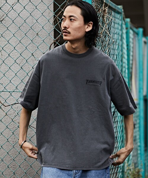 「FREAK'S STORE」 「THRASHER」半袖Tシャツ SMALL ブラック×ホワイト メンズ