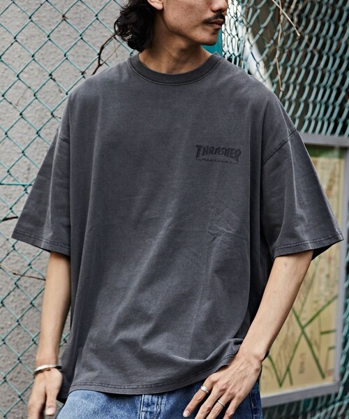 「FREAK'S STORE」 「THRASHER」半袖Tシャツ SMALL ブラック×ホワイト メンズ