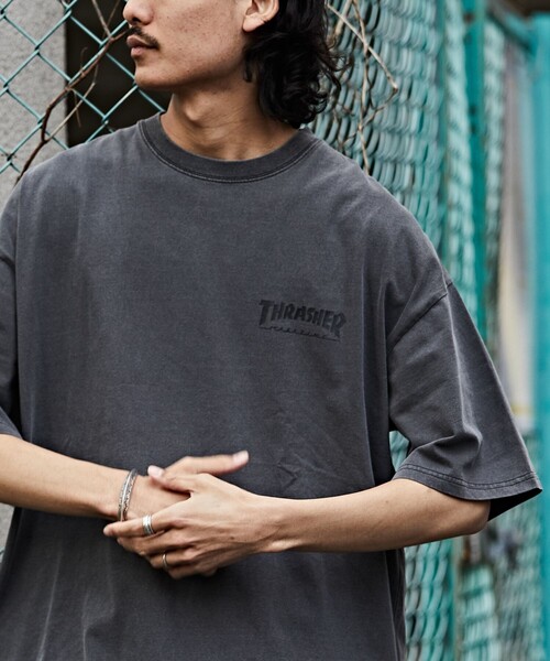 「FREAK'S STORE」 「THRASHER」半袖Tシャツ SMALL ブラック×ホワイト メンズ