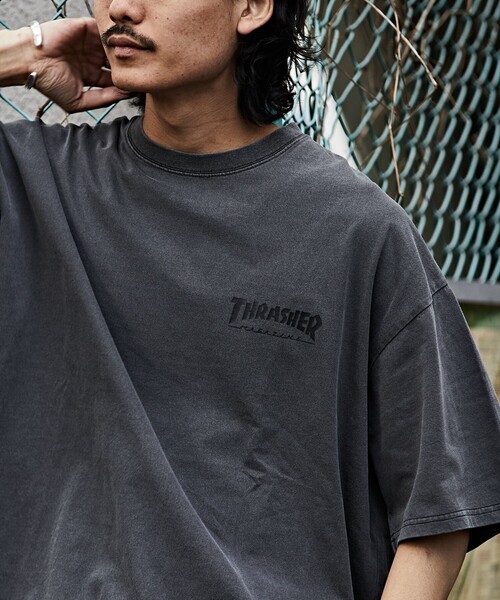 「FREAK'S STORE」 「THRASHER」半袖Tシャツ SMALL ブラック×ホワイト メンズ