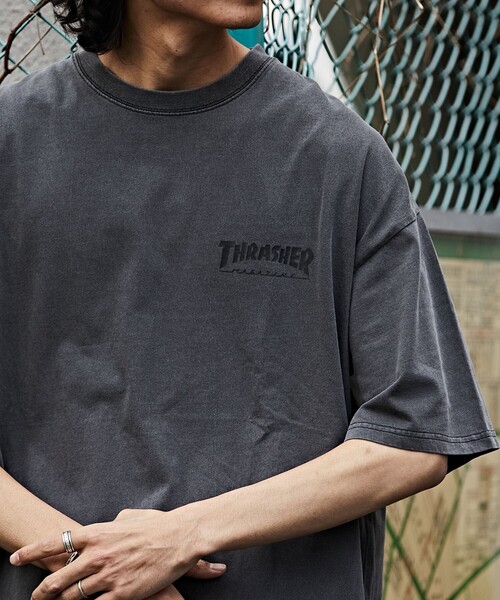 「FREAK'S STORE」 「THRASHER」半袖Tシャツ SMALL ブラック×ホワイト メンズ