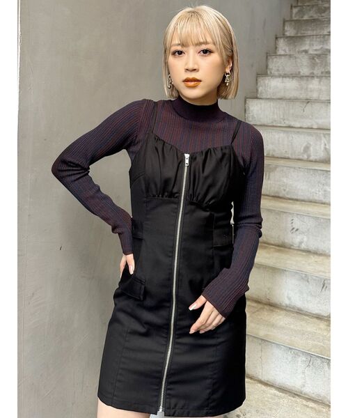 AVENCHUMU フロントジップミニワンピース　Black MURUA（ムルーア） ワンピース フロントZIPミニジャンスカ : ZOZOTOWN