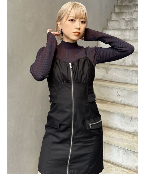 AVENCHUMU フロントジップミニワンピース　Black MURUA（ムルーア） ワンピース フロントZIPミニジャンスカ : ZOZOTOWN